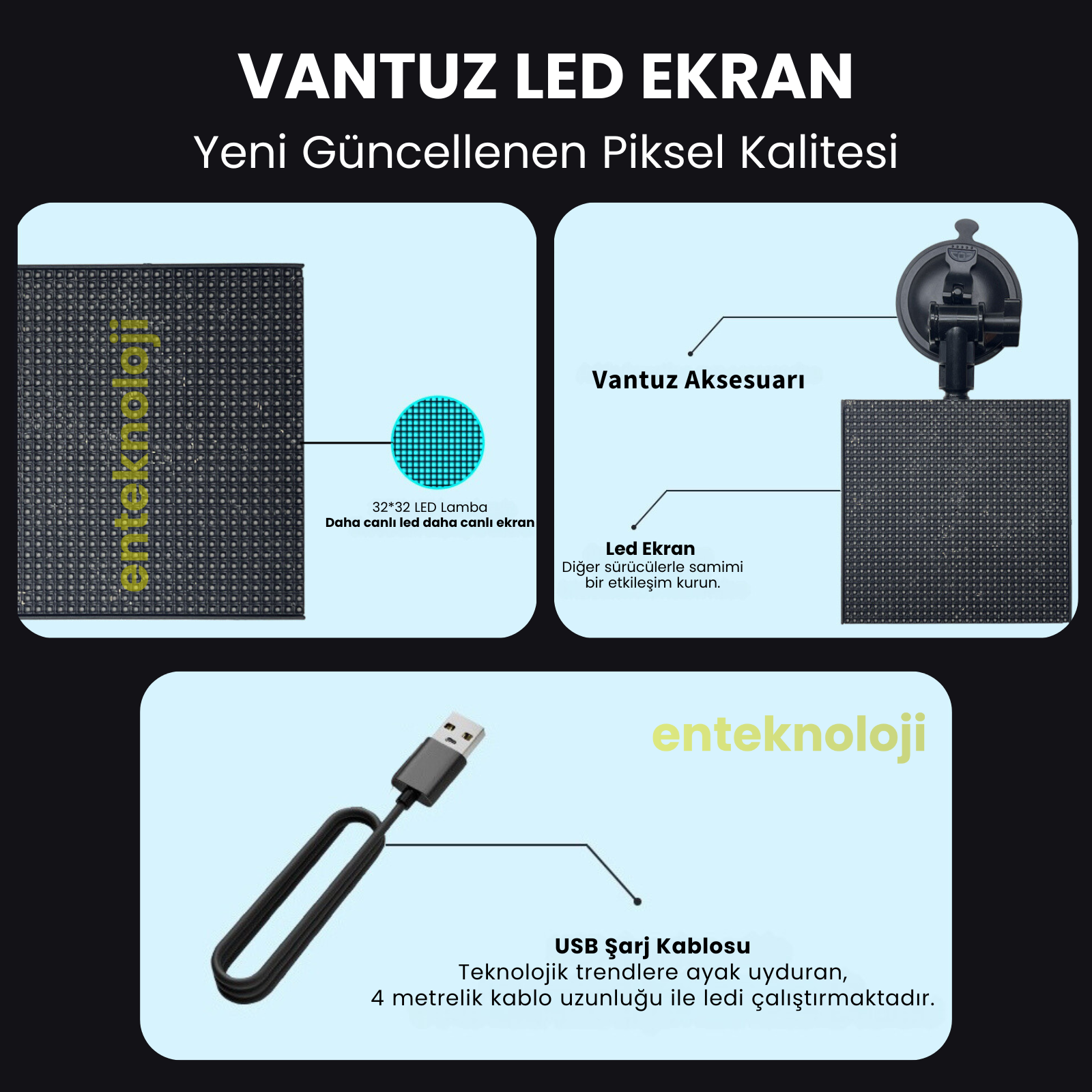 Vantuz Led Ekran (13x12cm)