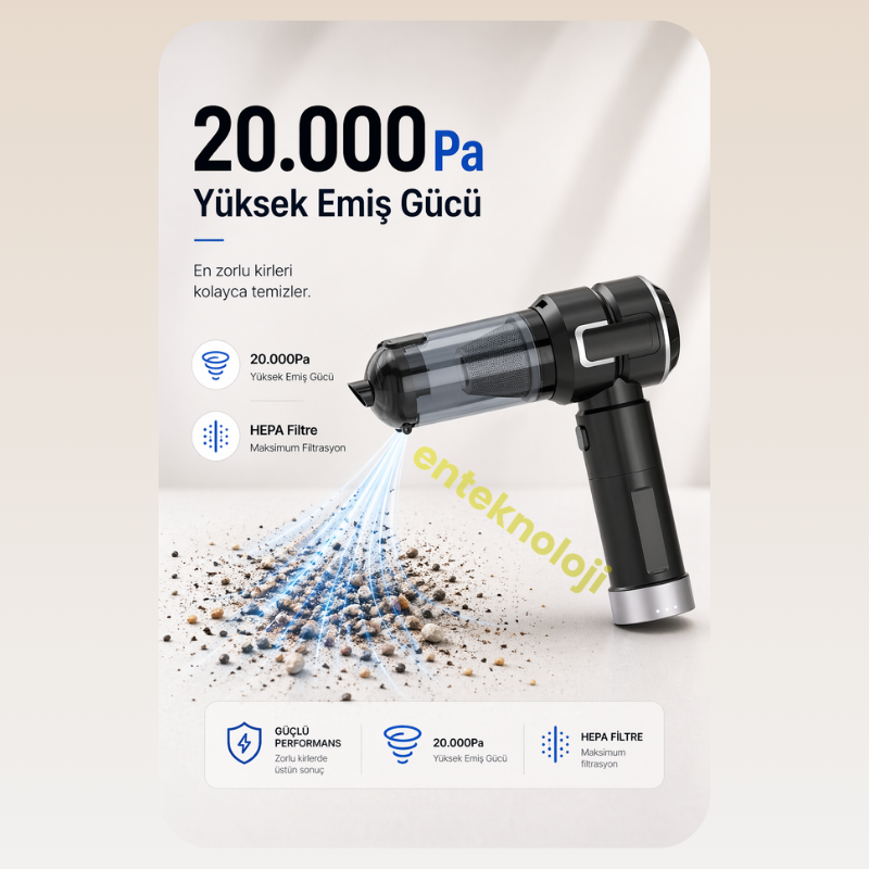 Harvox Araç İçi Süpürgesi HXVC-005 (Siyah - Gri )