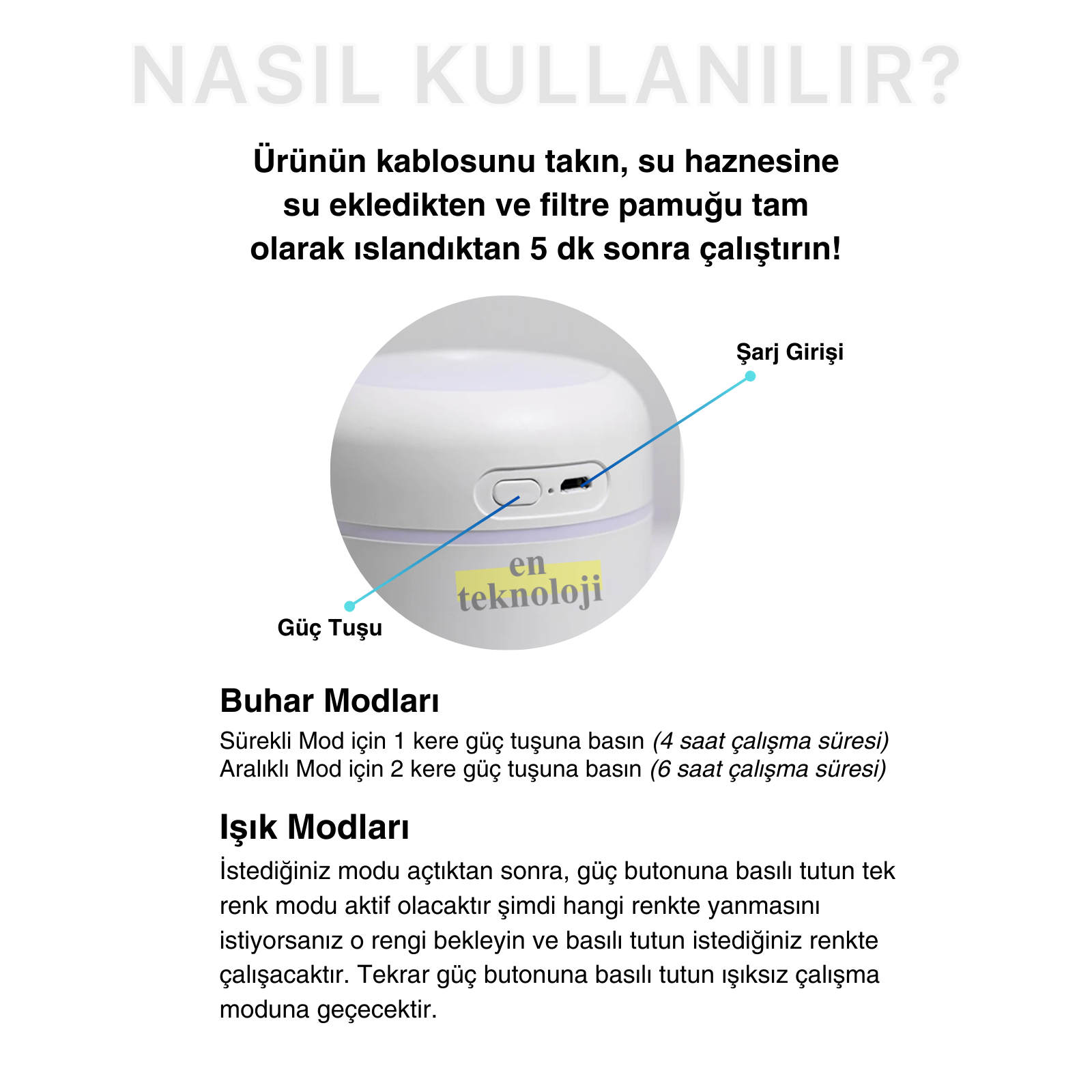 Ledli Ultrasonik Humidifier Hava Nemlendirici